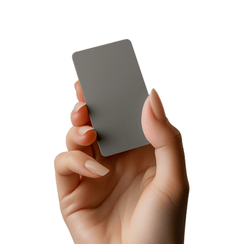 Elegant hand holding a blank rectangular card with a transparent background for marketing and identity purposes png