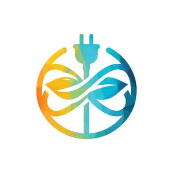 Abstract Eco-Friendly Energy Logo With Leaf and Plug vector