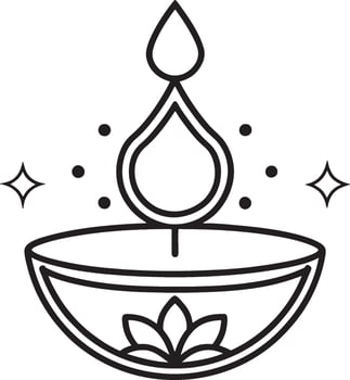 Diwali Festival in Minimalist Line Art on White Background vector