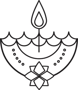 Graceful Diwali Elements Line Art with White Background vector