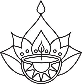 Modern Diwali Line Art Illustration with White Background vector