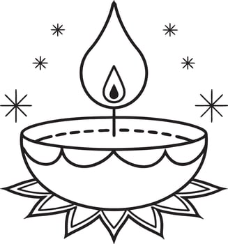Simple and Clean Diwali Line Art on White Background. vector