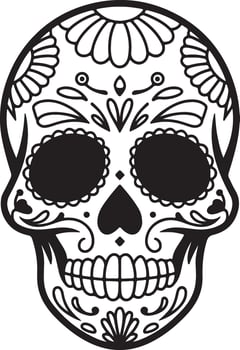 Mexican Tattoo Skull Silhouette for Dia de los Muertos vector