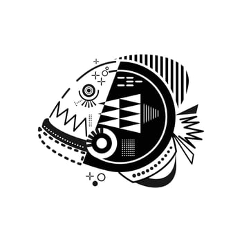 black and white geometric fish vector