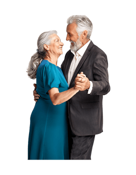 An older couple dancing together in a studio png