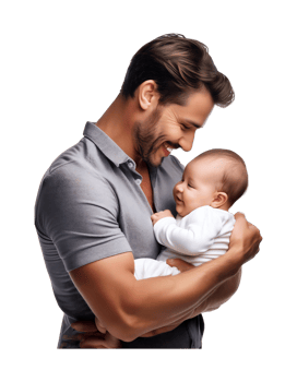 A man holding a baby in his arms png