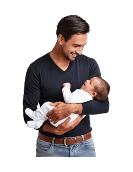 A man holding a baby in his arms png