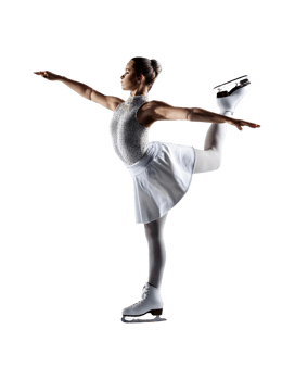 A woman in a white dress is skating on ice png