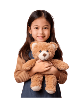 A young girl holding a teddy bear png
