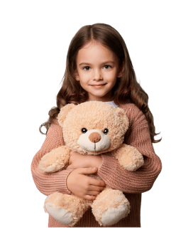 A little girl holding a teddy bear png