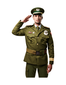 A man in military uniform saluting png