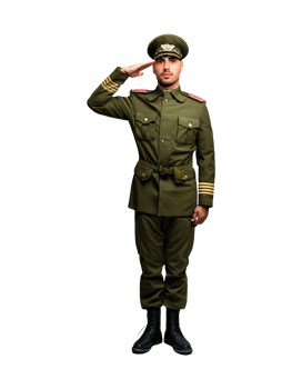 A man in military uniform saluting png
