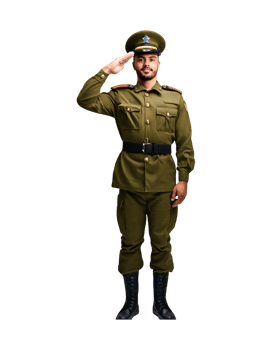 A man in an army uniform saluting png