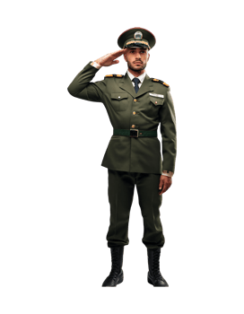 A man in military uniform saluting png