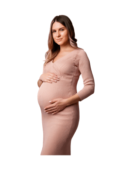 A pregnant woman in a pink dress png