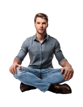A man sitting in the lotus position png