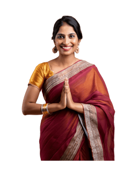 Indian woman in sari with hands folded png