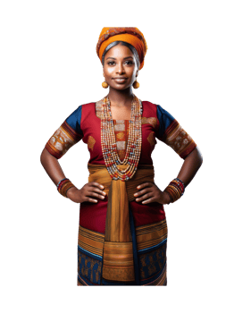 A woman in traditional clothing poses for a photo png