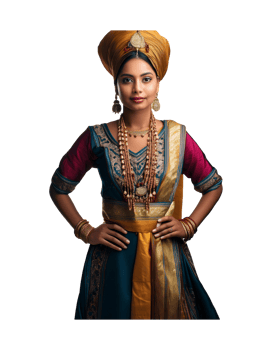 A woman in traditional indian clothing png