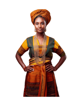 A woman in traditional clothing poses for the camera png