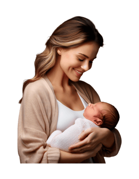 A woman holding a baby in her arms png