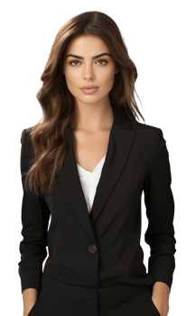 Woman in a black office suit on a transparent background png