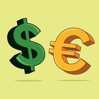 dollar and euro 3d vector