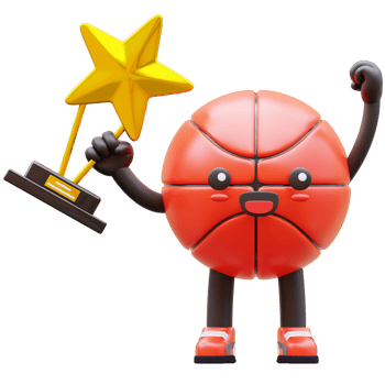 3D Basketball Character Holding Star Trophy Suitable For Award And Achievement Concepts png
