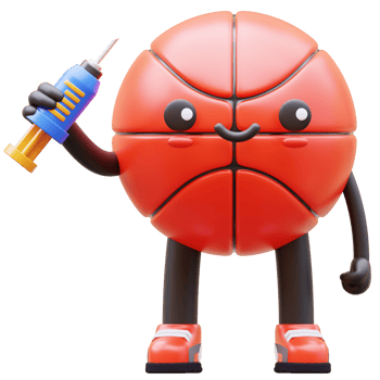 3D Basketball Character Holding A Syringe Suitable For Health And Vaccination Concepts png