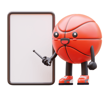 3D Basketball Character Holding Blank Advertisement Board Suitable For Promotional Content And Marketing Materials png