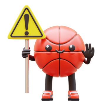3D Basketball Character Holding Danger Sign Suitable For Warning And Caution Content png