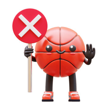 3D Basketball Character Holding Wrong Sign Suitable For Mistake And Incorrect Concepts png