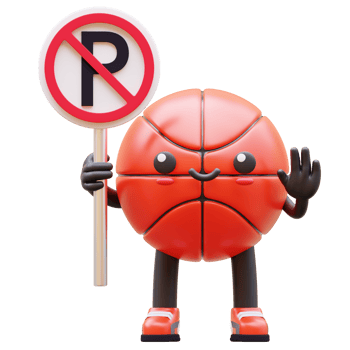 3D Basketball Character Holding No Parking Sign Suitable For Parking Rules And Traffic Awareness Concepts png