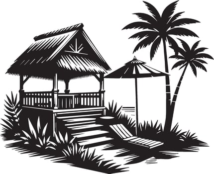 Beachfront house silhouette graphic vector