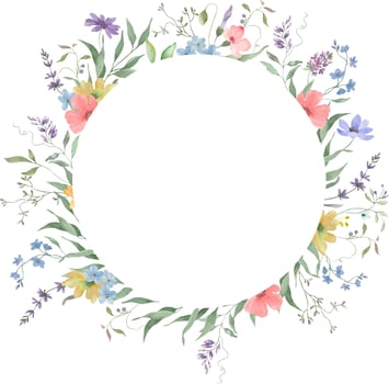 Watercolor floral frame. Hand drawn illustration. vector