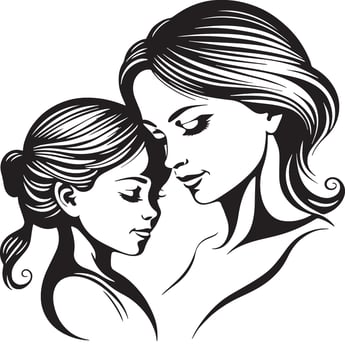 Mother and daughter silhouette illustration vector