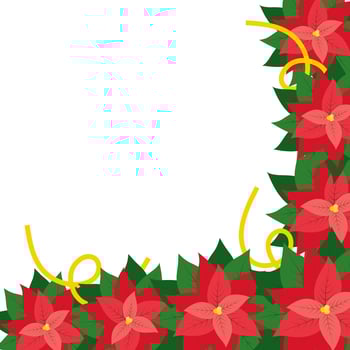 Poinsettia Flower with spiral decoration Corner frame border Christmas thematic cards template idea. Copy space. Isolated illustration Greeting, invitation, marketing material, poster, leaflet vector