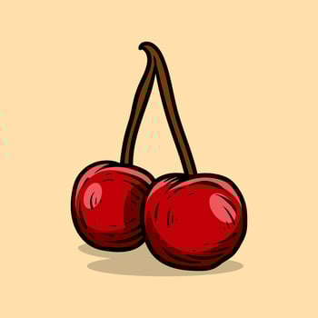 Cherries doodle icon. line art style sketch classic vintage design illustration vector