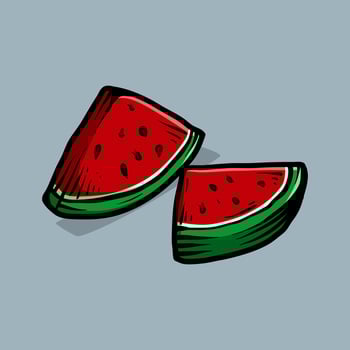 two slide of the watermelons line art sketch classic vintage design illustration vector