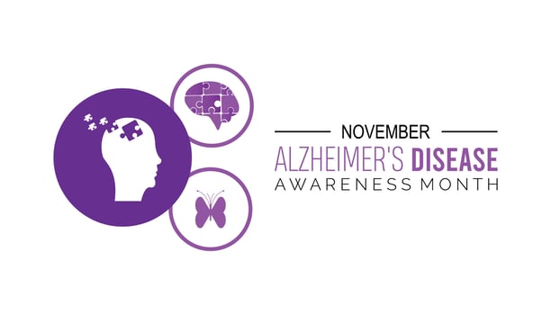 National Alzheimer's disease awareness month is observed every year on November. Medical Healthcare Awareness concept. background, placard, banner template illustration design. vector