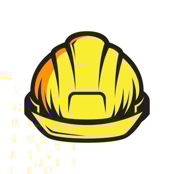 Yellow construction hard hat with black outline. vector