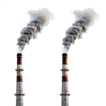 Chimneys and Smoke side view isolate on transparency background png