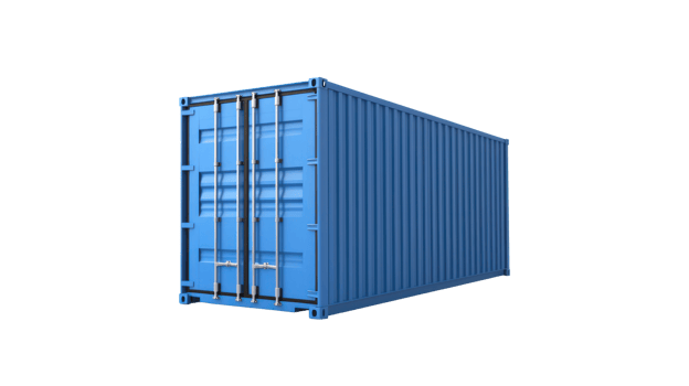 A blue shipping container on a black background png