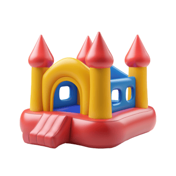3D cartoon style of a small inflatable castle with a slide png