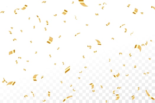 Gold confetti. Confetti celebration party background, Falling shiny golden confetti isolated on background, Celebration carnival ribbons, confetti, vector