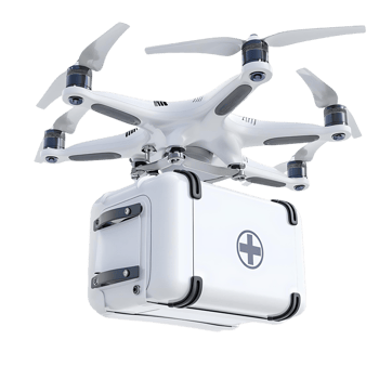 Drone Carrying Medical Box 3D Rendering on Transparent png