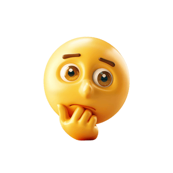 Pondering Face 3D Emoji on Transparent Background png