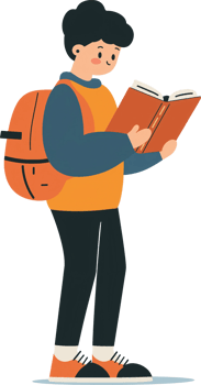 Illustration of a boy reading a book png