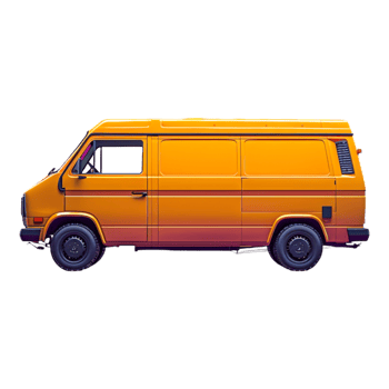 Vintage Orange Van Side View Illustration png