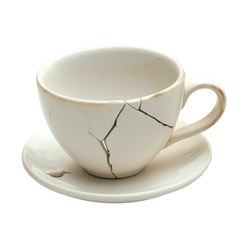 Broken White Cup front view isolate on transparency background png